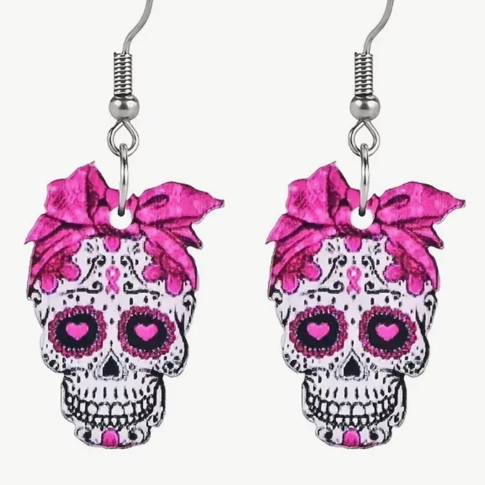 Earrings, Candy Skulls, NIP, Pink